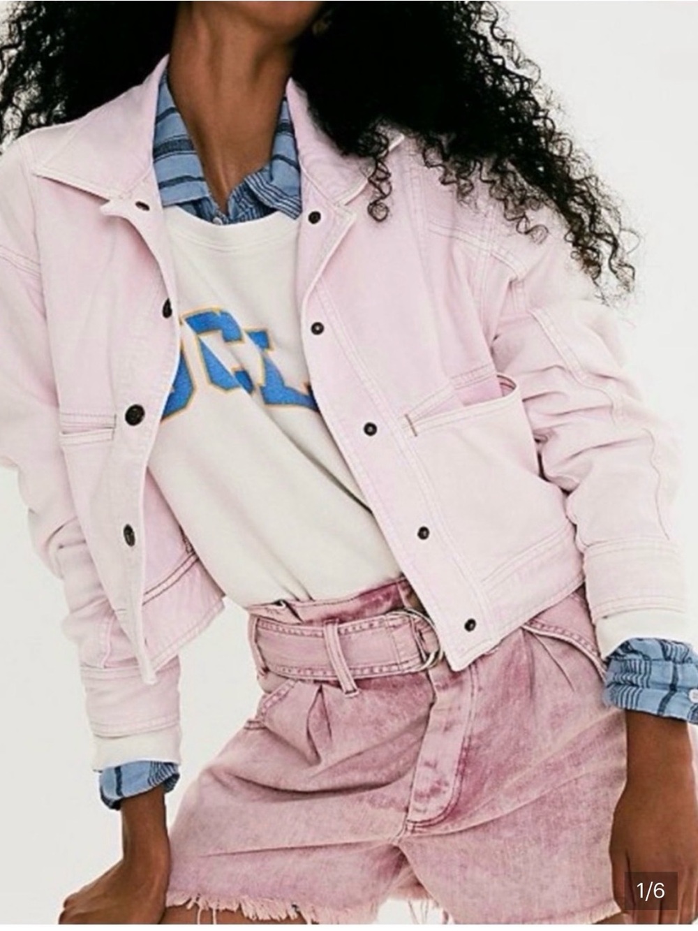 We The Free Light Pink Denim Jacket - Pastel Statement